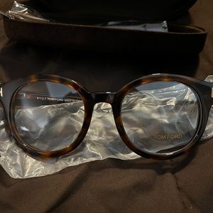 Tom Ford Round Style Eyeglasses Havana W/Demo Lens